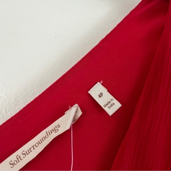 Soft Surroundings Charmonte Sleeveless Chiffon Dress Vibrant Red Size 4 Petite - Picture 8 of 15